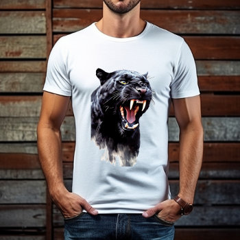 Black Panther Huge Sharp Fangs Father's Day T-shirt by longdistgramma at Zazzle