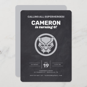 Black Panther Icon Chalkboard Birthday Invitation