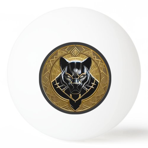Black Panther Icon With Golden Geometric Backdrop Ping Pong Ball