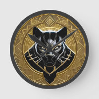 Black Panther Icon With Golden Geometric Backdrop