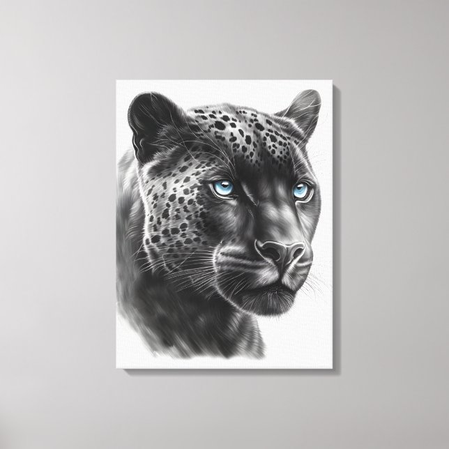 Black Panther Illustration - Pencil Drawing Canvas (Front)