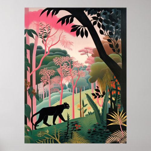 Black panther in nature poster