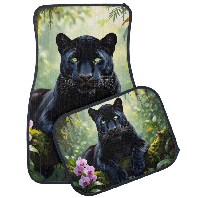 Black Panther in the Jungle Car Floor Mat (Set)
