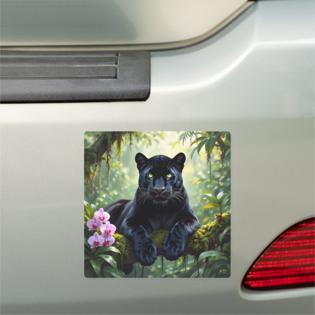 Black Panther in the Jungle Car Magnet (In Situ)