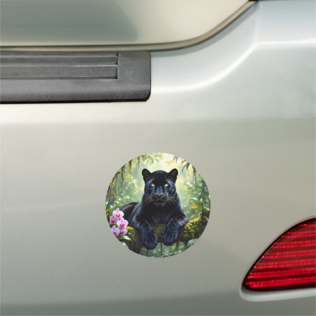 Black Panther in the Jungle Car Magnet (In Situ)