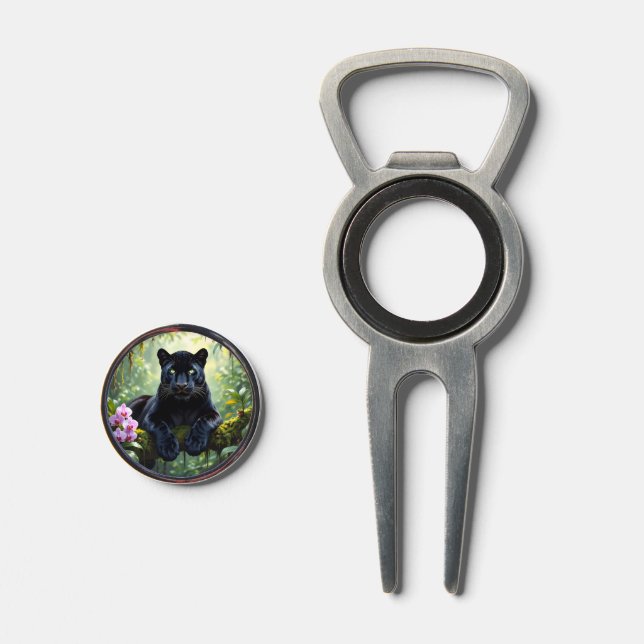Black Panther in the Jungle Divot Tool (Front (Open))