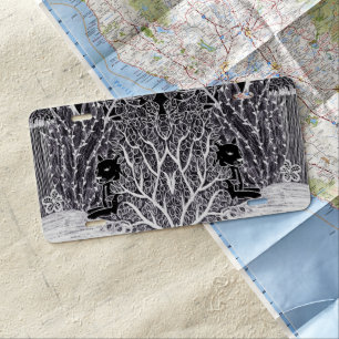 Black panther in the jungle - hand drawing license plate