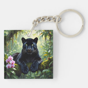 Black Panther in the Jungle Keychain