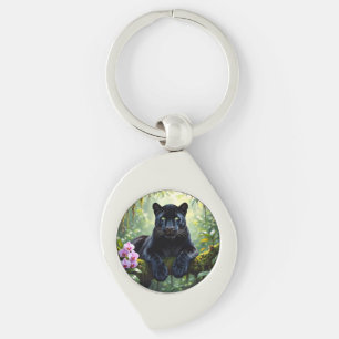 Black Panther in the Jungle Keychain
