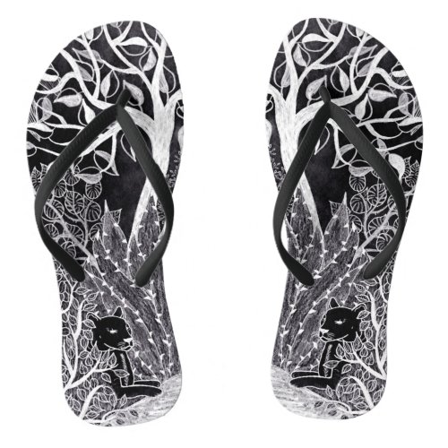 Black panther in the jungle _ pencil drawing flip flops