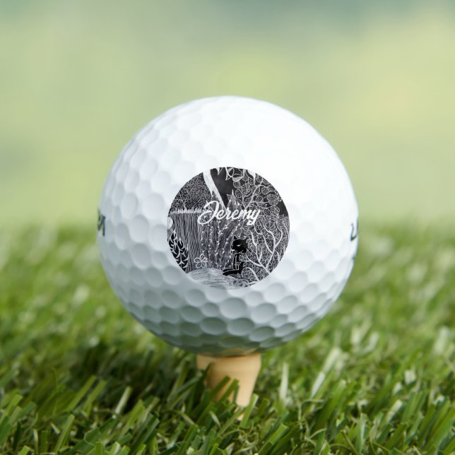 Black panther in the jungle - pencil drawing     golf balls (Insitu Tee)