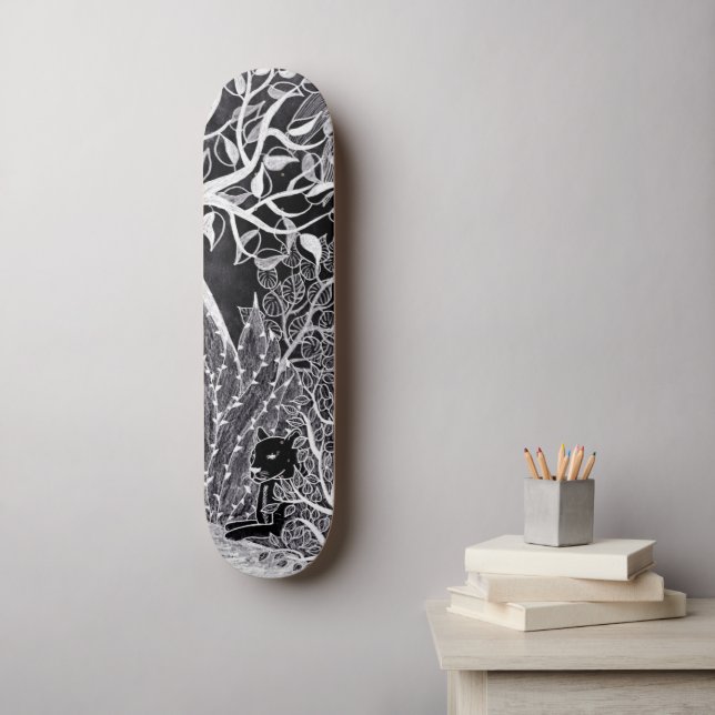 Black panther in the jungle - pencil drawing    skateboard (Wall Art)