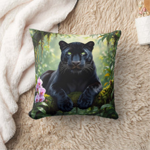 Black Panther in the Jungle Throw Pillow