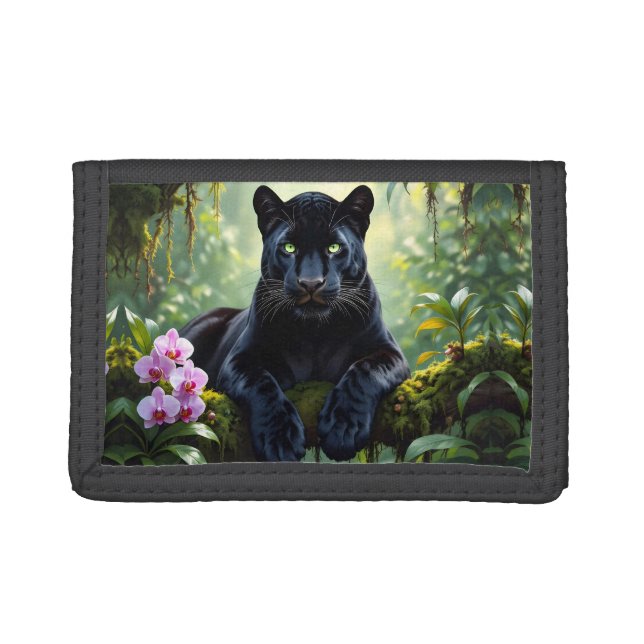 Black Panther in the Jungle Trifold Wallet (Front)