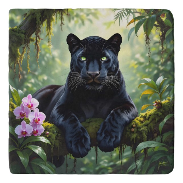 Black Panther in the Jungle Trivet (Front)