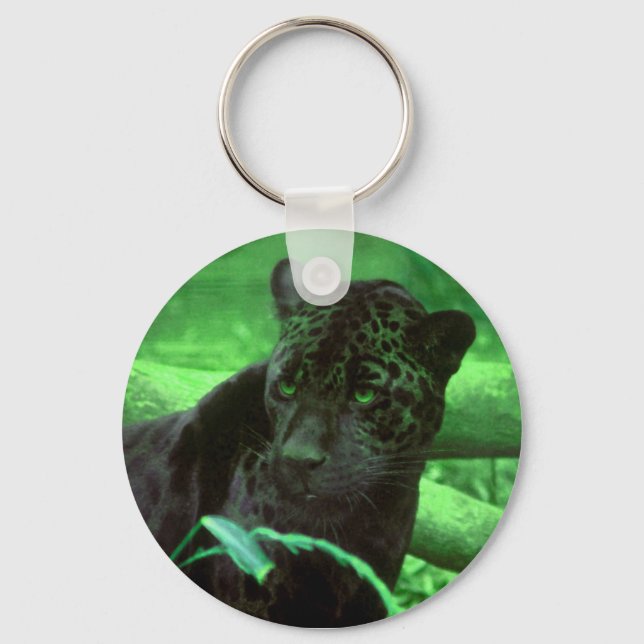 Black Panther Jaquar on Green Keychain (Front)