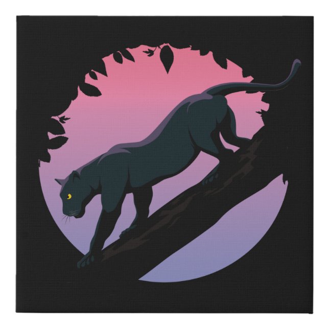 Black Panther Jungle Animal Faux Canvas Print (Front)