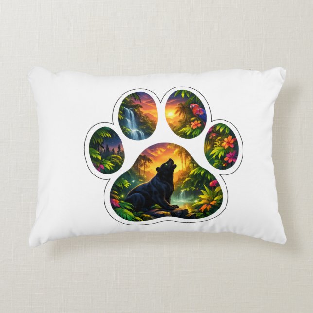 Black Panther Jungle Paw Design Accent Pillow (Front)