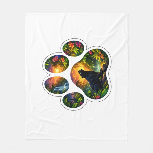 Black Panther Jungle Paw Design Fleece Blanket (Front)