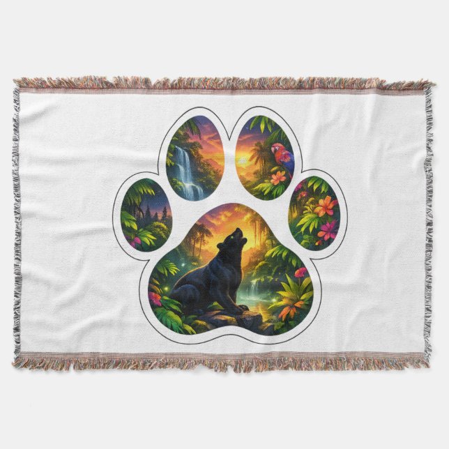 Black Panther Jungle Paw Design Throw Blanket (Front)