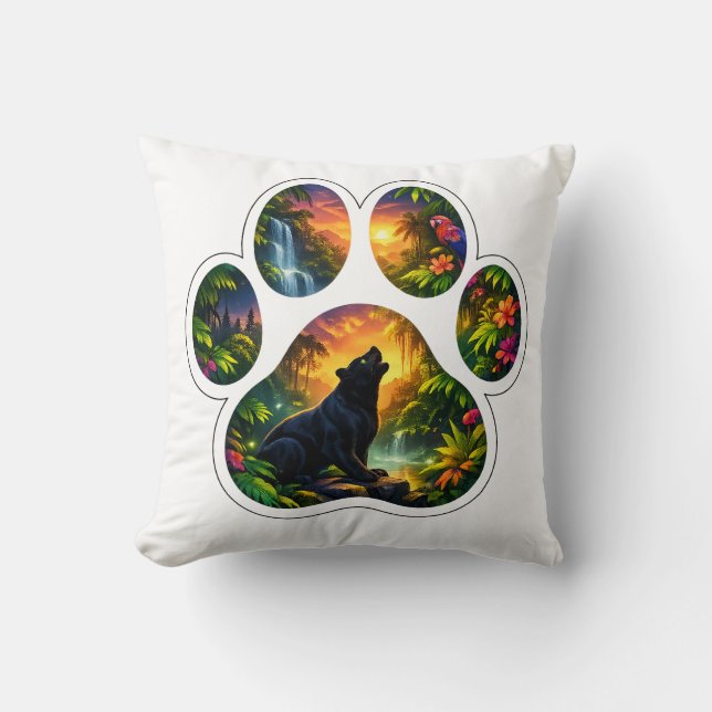 Black Panther Jungle Paw Design Throw Pillow (Front)