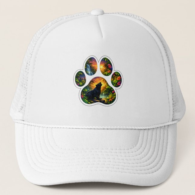 Black Panther Jungle Paw Design Trucker Hat (Front)
