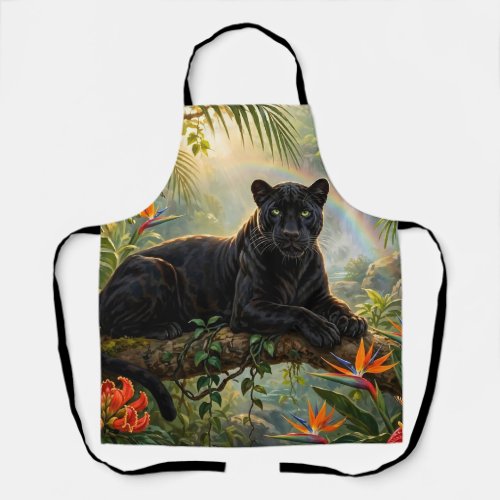 Black Panther Kenya Jungle Flowers Waterfall Apron
