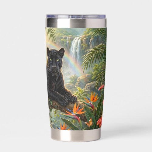 Black Panther Kenya Jungle Flowers Waterfall Insulated Tumbler