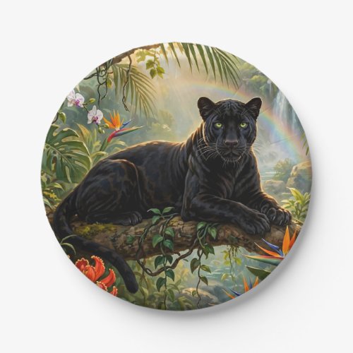 Black Panther Kenya Jungle Flowers Waterfall Paper Plates