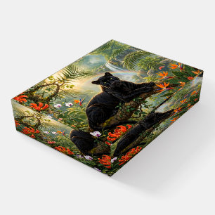 Black Panther Kenya Jungle Flowers Waterfall Paperweight