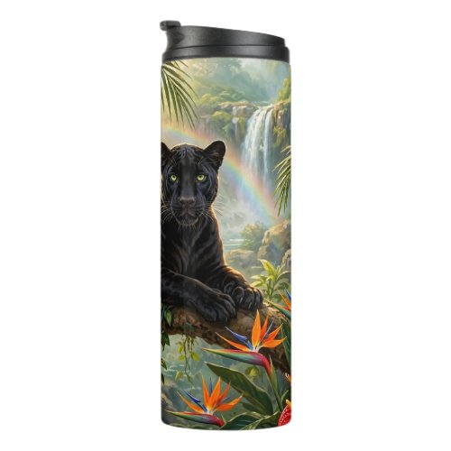 Black Panther Kenya Jungle Flowers Waterfall Thermal Tumbler