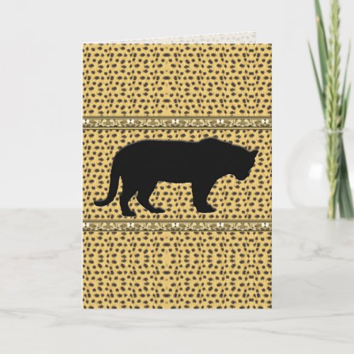 Black Panther Leopard Greeting  Note Card