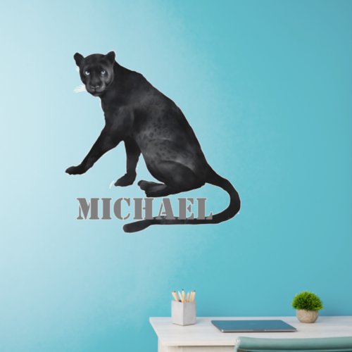 Black Panther Leopard Name Personalized  Wall Decal