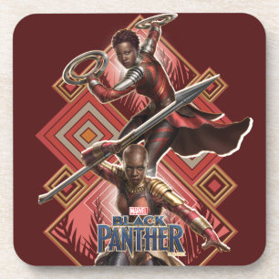 Black Panther Nakia & Okoye Wakandan Graphic Beverage Coaster