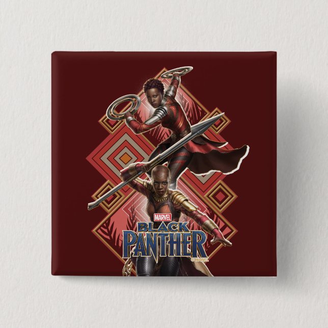 Black Panther | Nakia & Okoye Wakandan Graphic Button (Front)