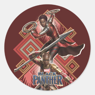 Black Panther   Nakia & Okoye Wakandan Graphic Classic Round Sticker