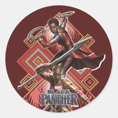 Black Panther  Nakia  Okoye Wakandan Graphic Classic Round Sticker