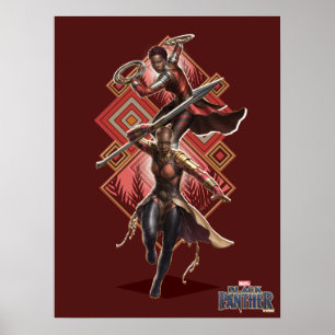 Black Panther Nakia & Okoye Wakandan Graphic Poster