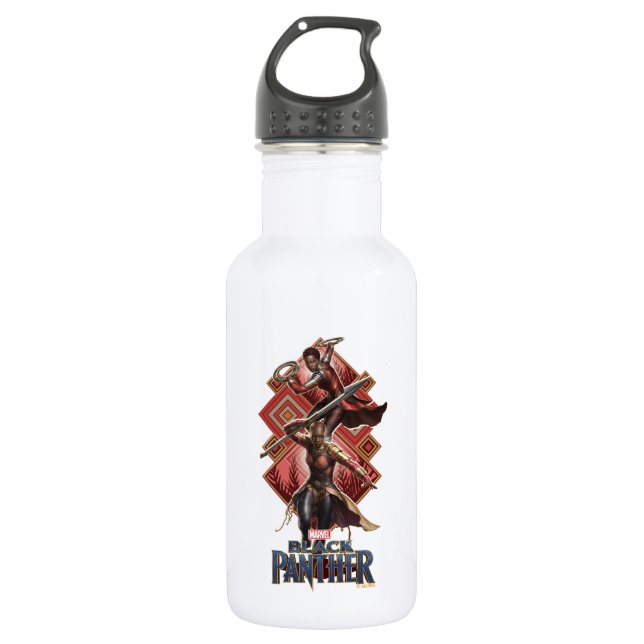 Black Panther | Nakia & Okoye Wakandan Graphic Water Bottle (Front)
