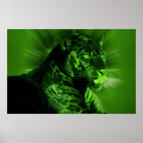 Black Panther on Green Poster