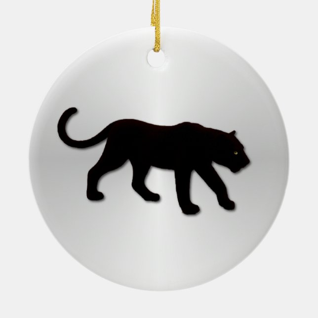 Black Panther on Silver Ceramic Ornament (Back)