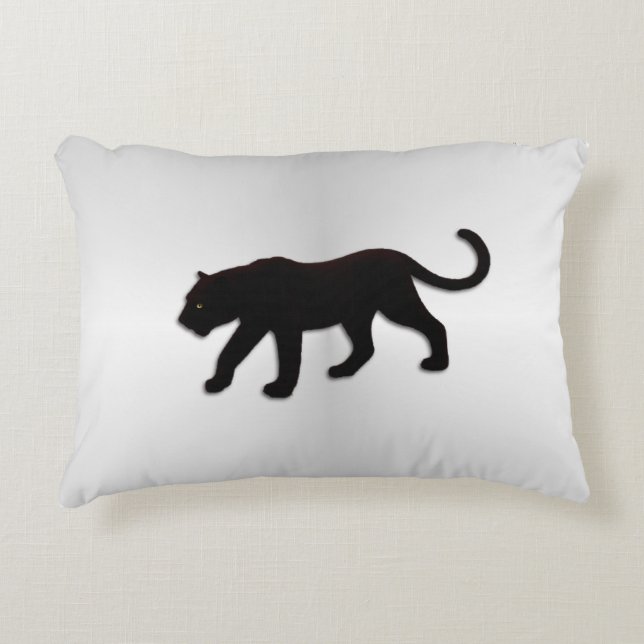 Black Panther on Silver Decorative Pillow (Front)