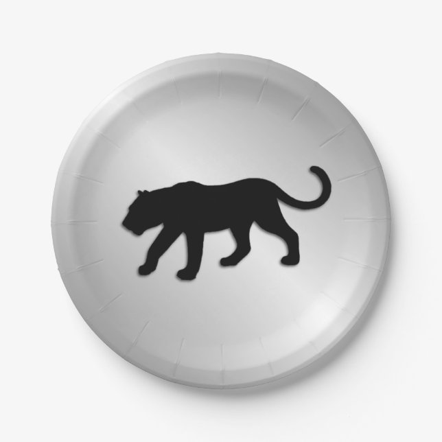Black Panther on Silver Paper Plates (Front)