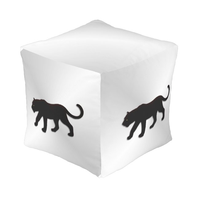 Black Panther on Silver Pouf (Angled Front)