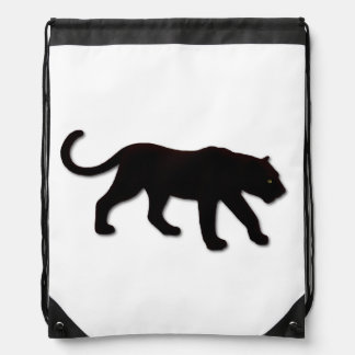 Black Panther on White Drawstring Bag
