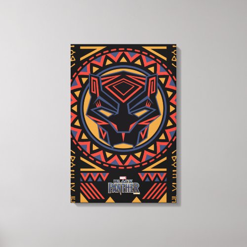 Black Panther  Panther Head Tribal Pattern Canvas Print