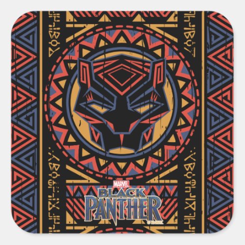 Black Panther  Panther Head Tribal Pattern Square Sticker