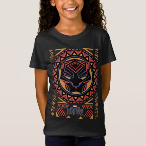 Black Panther  Panther Head Tribal Pattern T_Shirt