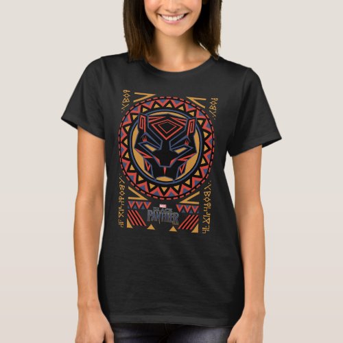 Black Panther  Panther Head Tribal Pattern T_Shirt