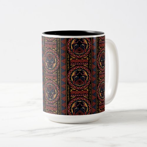 Black Panther  Panther Head Tribal Pattern Two_Tone Coffee Mug